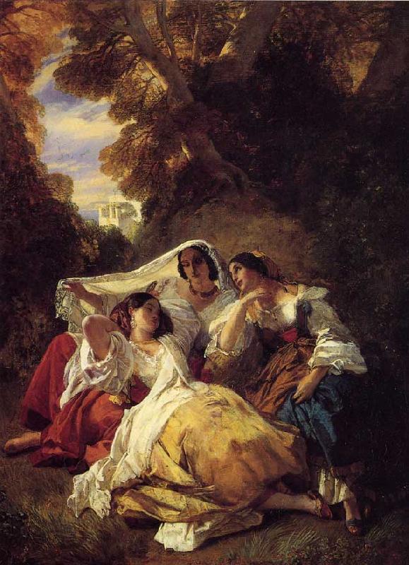 Franz Xaver Winterhalter La Siesta oil painting image